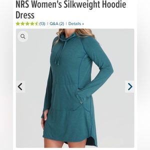 NEW NRS Women's Teal Silkweight Hoodie Dress - Sun Protection 50 UPF - size L